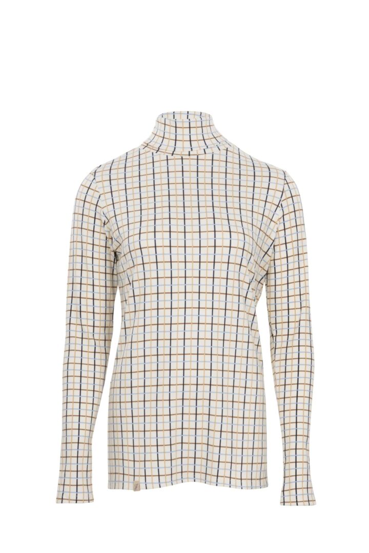 Ginger & Jardine Ladies Cosy Roll Neck Blue & Tan Check