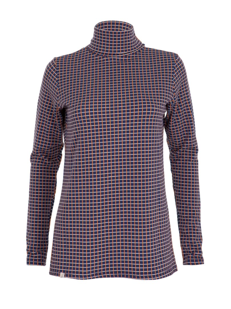Ginger & Jardine Ladies Cosy Roll Neck Navy & Burnt Orange
