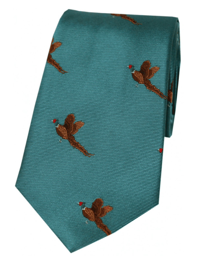 Soprano Flying Pheasant Teal Country Silk Tie
