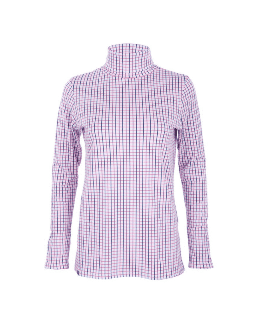 Ginger & Jardine Ladies Cosy Roll Neck Pink Check
